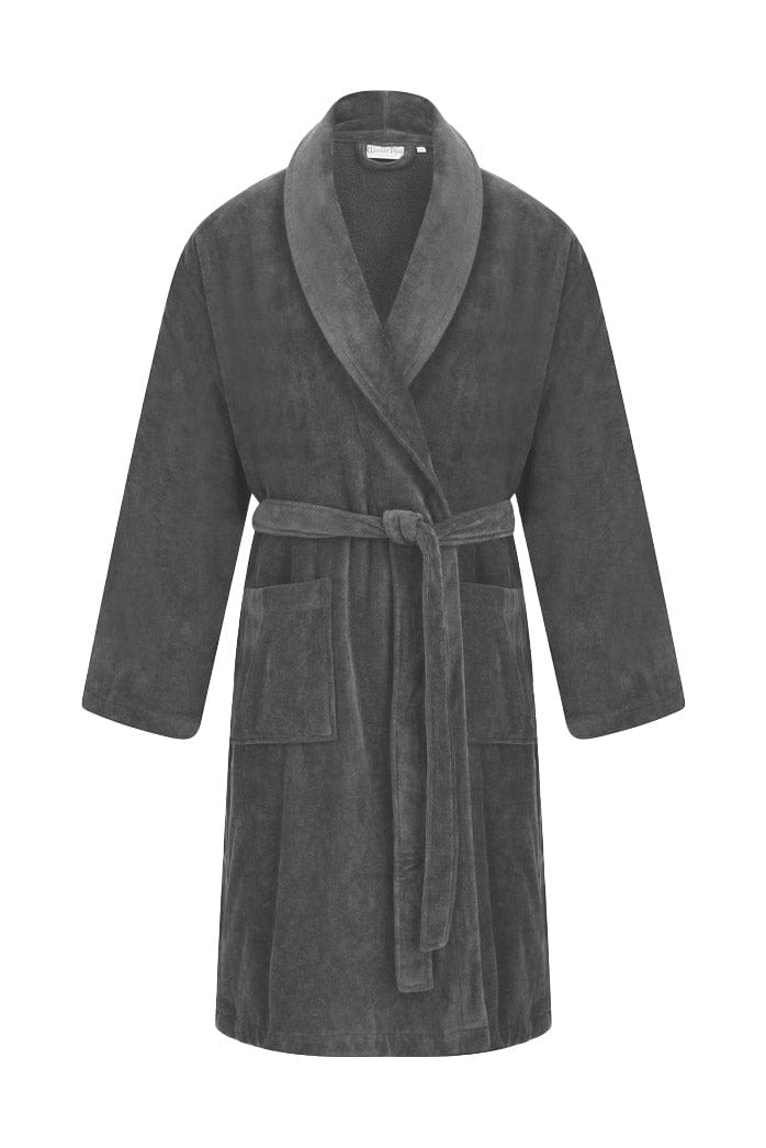Walker Reid Luxury Cotton Velour Dressing Gown Grey Potters of Buxton