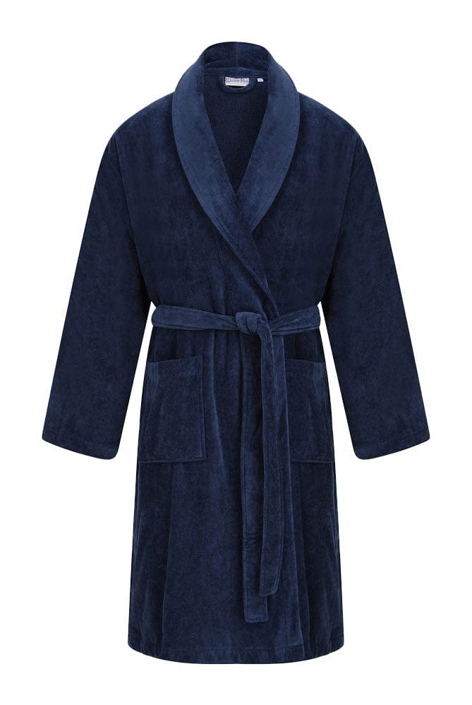 Walker Reid Luxury Cotton Velour Dressing Gown - Navy