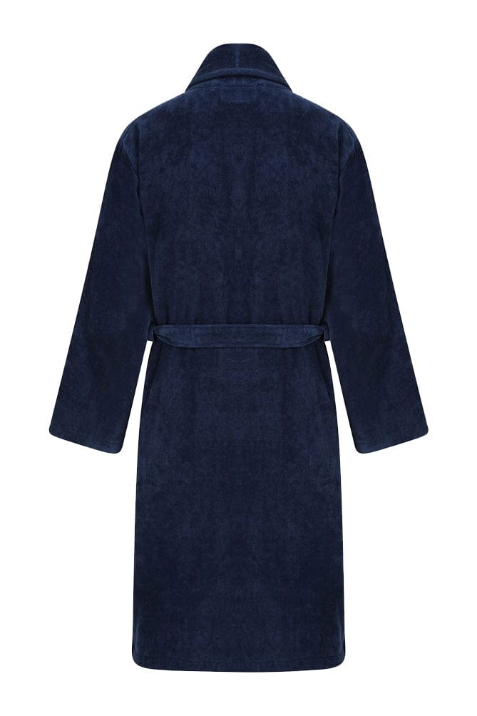 Walker Reid Luxury Cotton Velour Dressing Gown - Navy