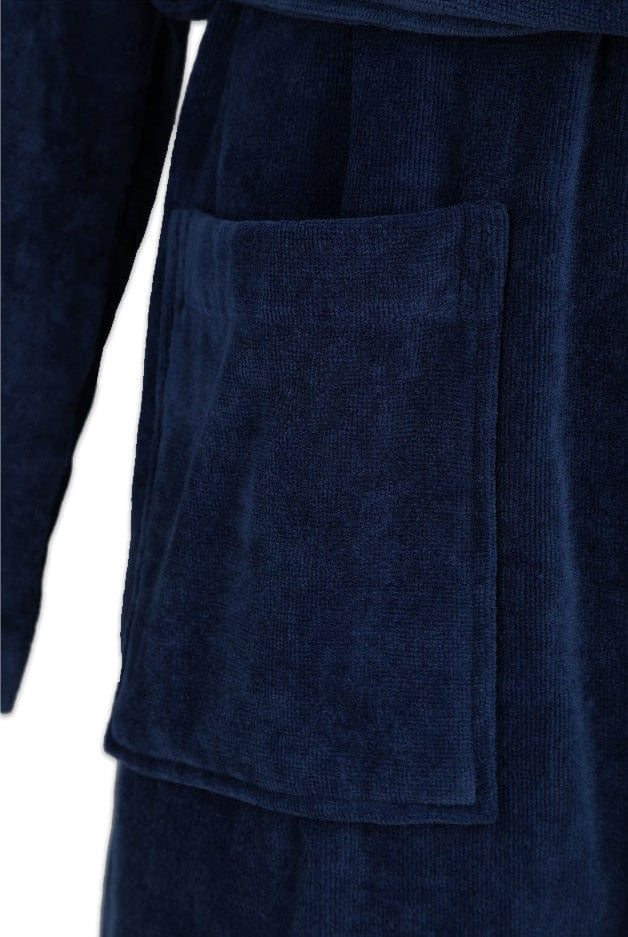 Walker Reid Luxury Cotton Velour Dressing Gown - Navy