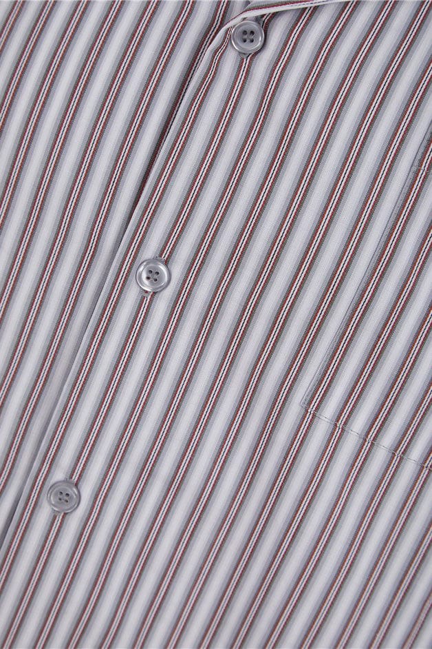 Walker Reid Stripe Long Sleeve Pyjama Set - Grey/Red