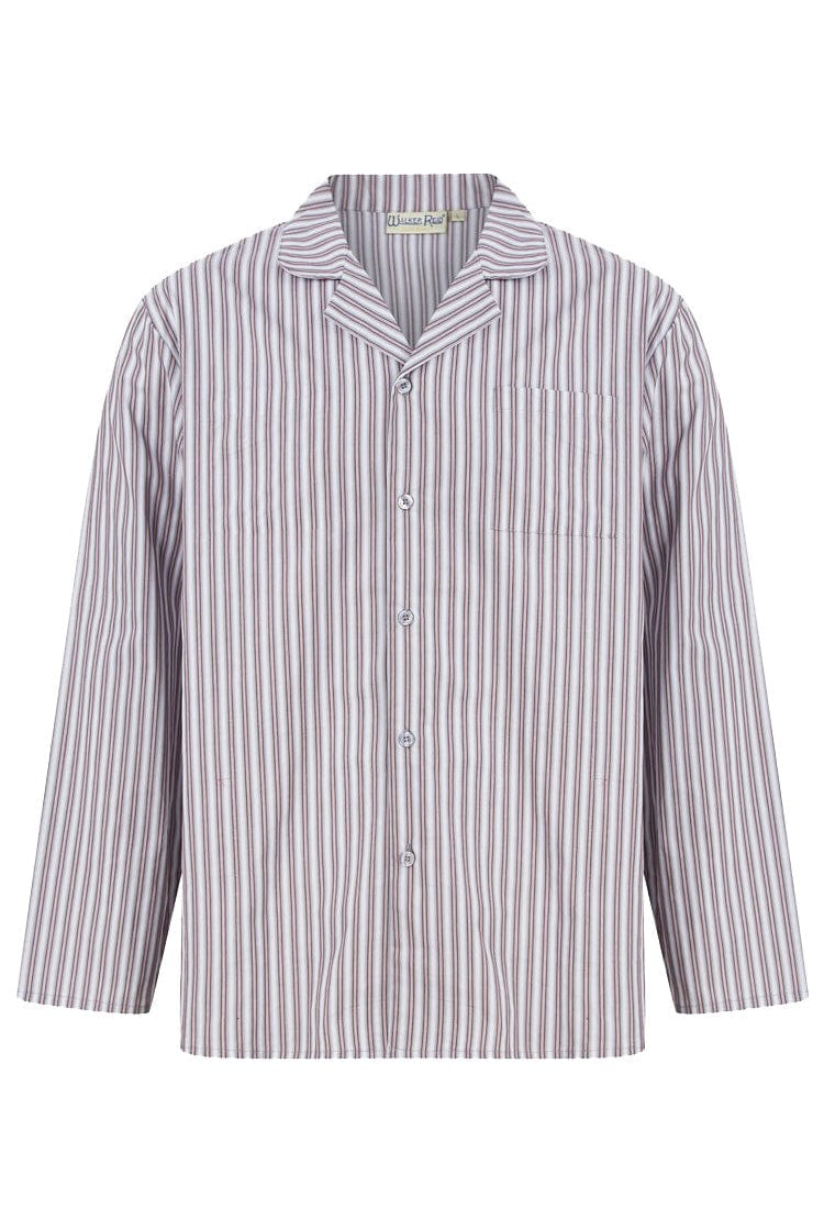 Walker Reid Stripe Long Sleeve Pyjama Set - Grey/Red