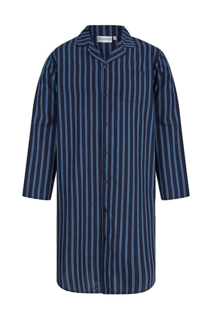 Walker Reid Striped 42 Inch Woven Stripe Nightshirt - Navy