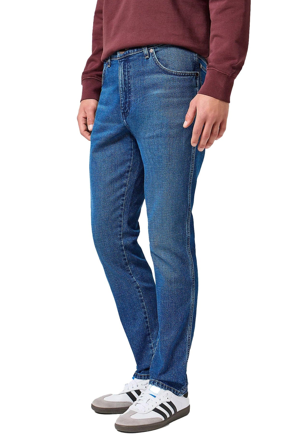 Wrangler River Cotton Stretch Regular Tapered Jeans - Sundown Blue