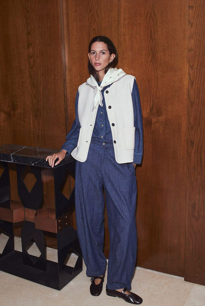 Yerse Boiled Wool Blend Vest - Ecru