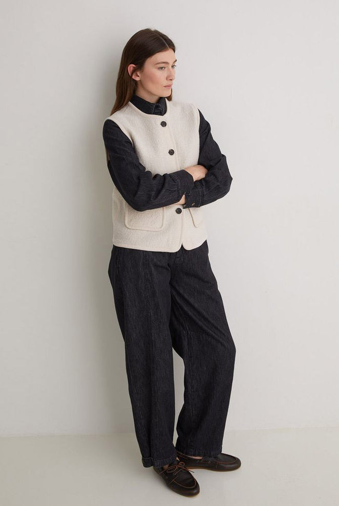 Yerse Boiled Wool Blend Vest - Ecru