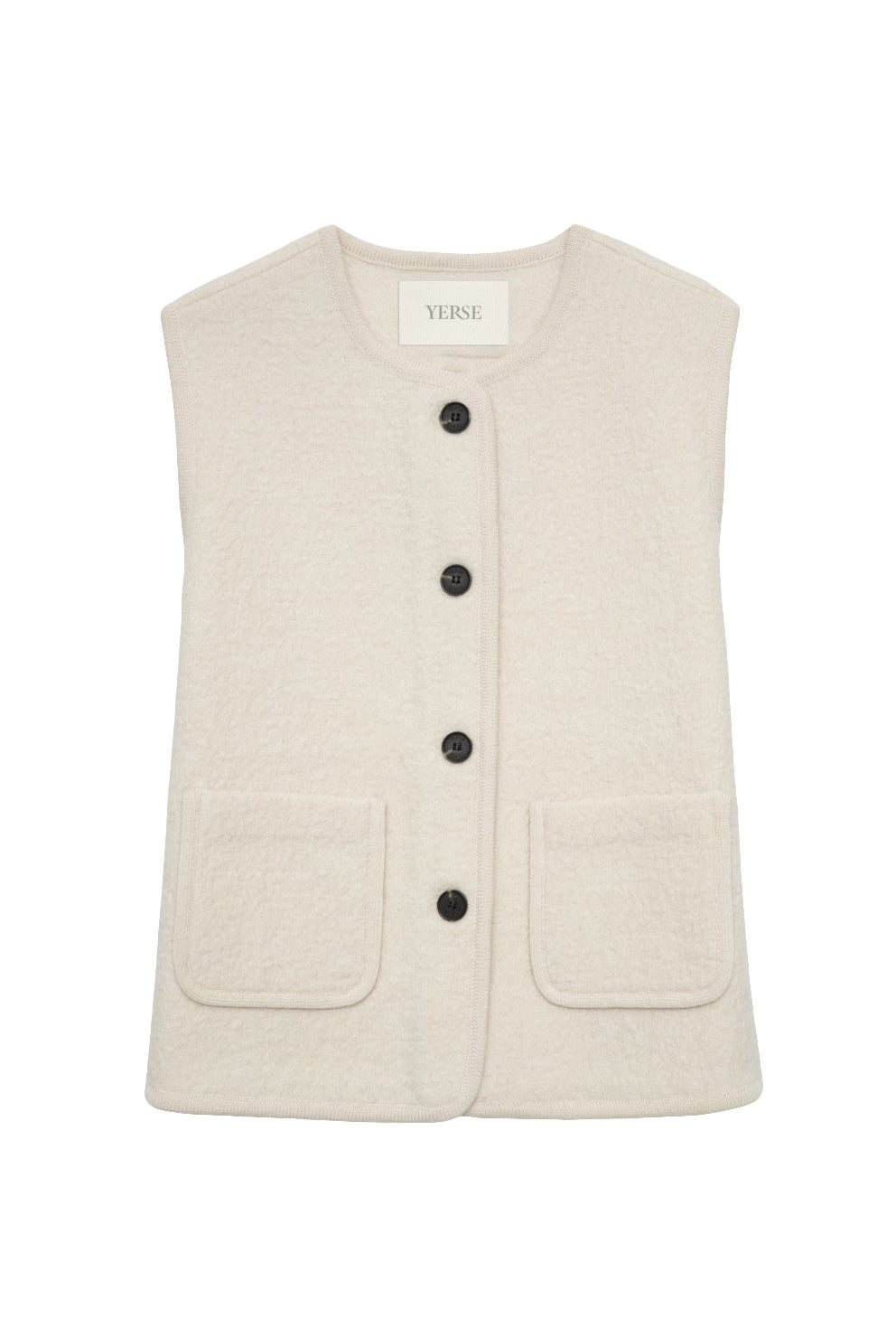 Yerse Boiled Wool Blend Vest - Ecru