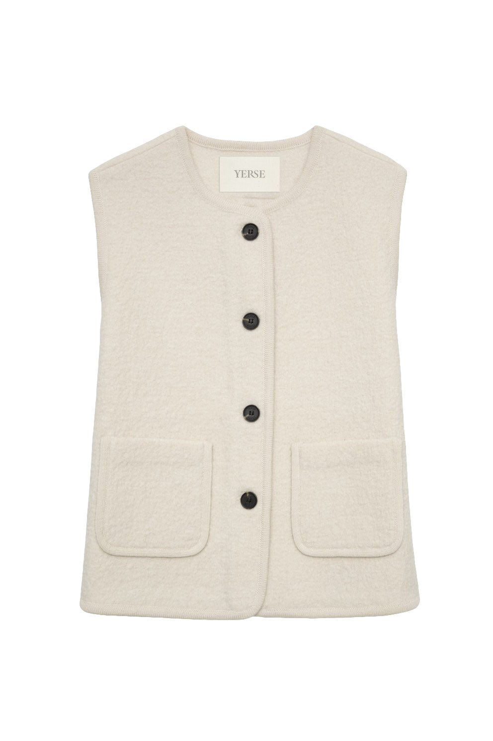 Yerse Boiled Wool Blend Vest - Ecru