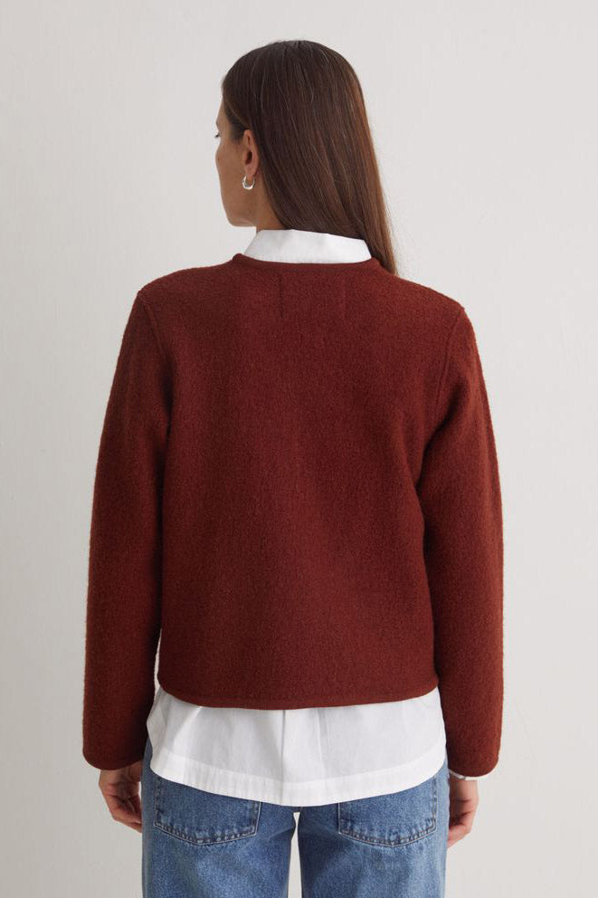 Yerse Boiled Wool Short Jacket - Rust