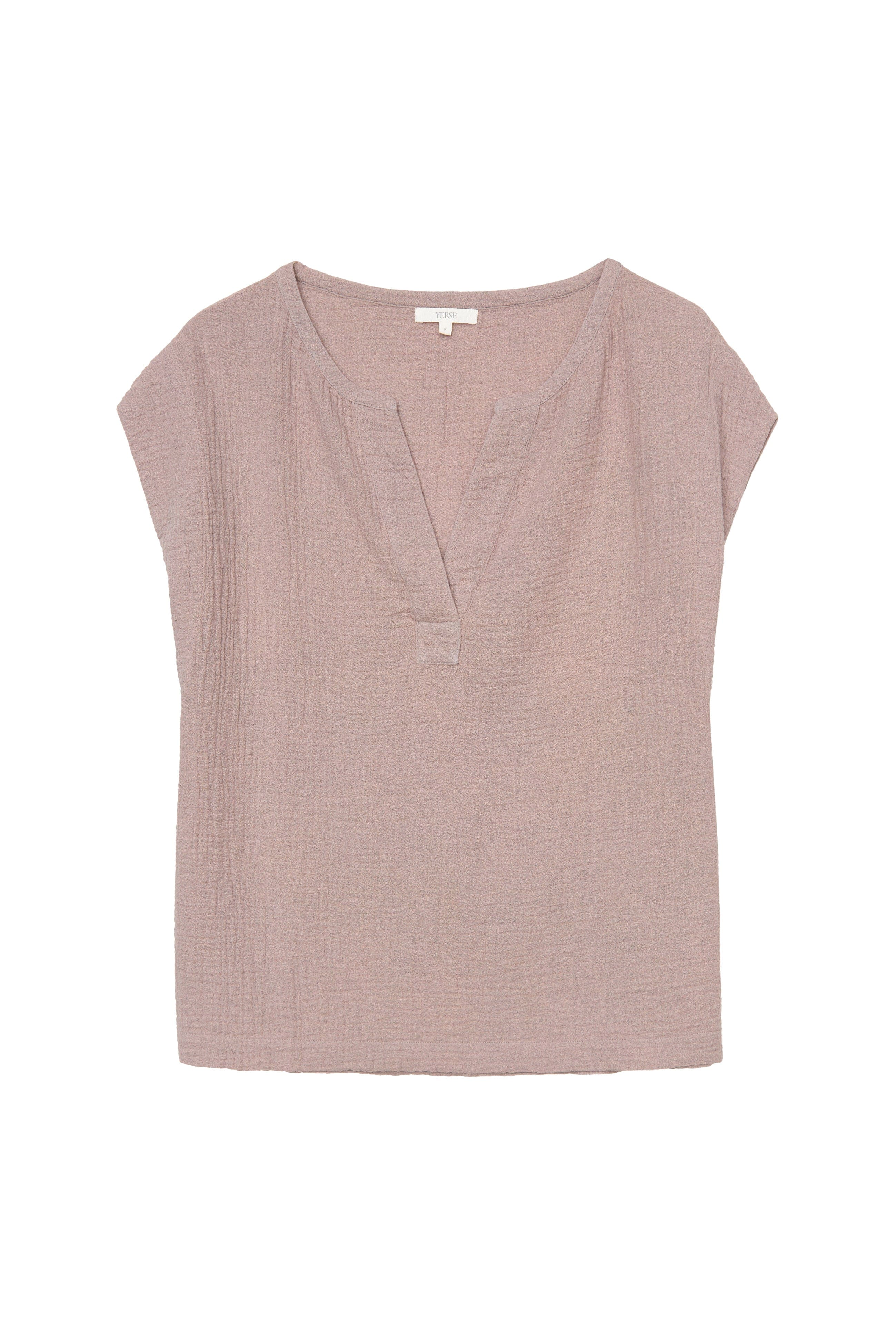 Yerse Camelia Cotton Top - Pale Pink