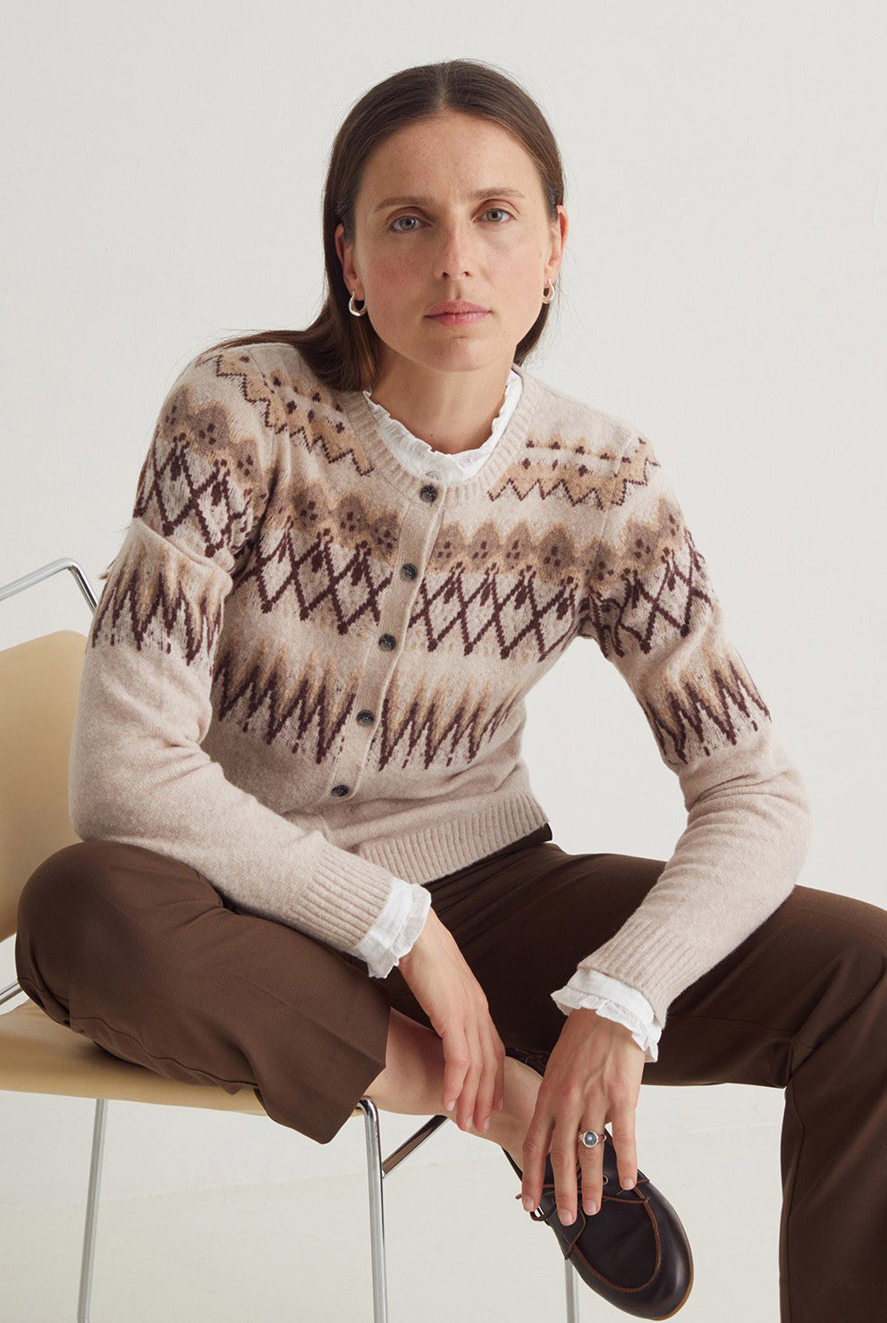 Yerse Cotton Jersey Top with Ruffles - White