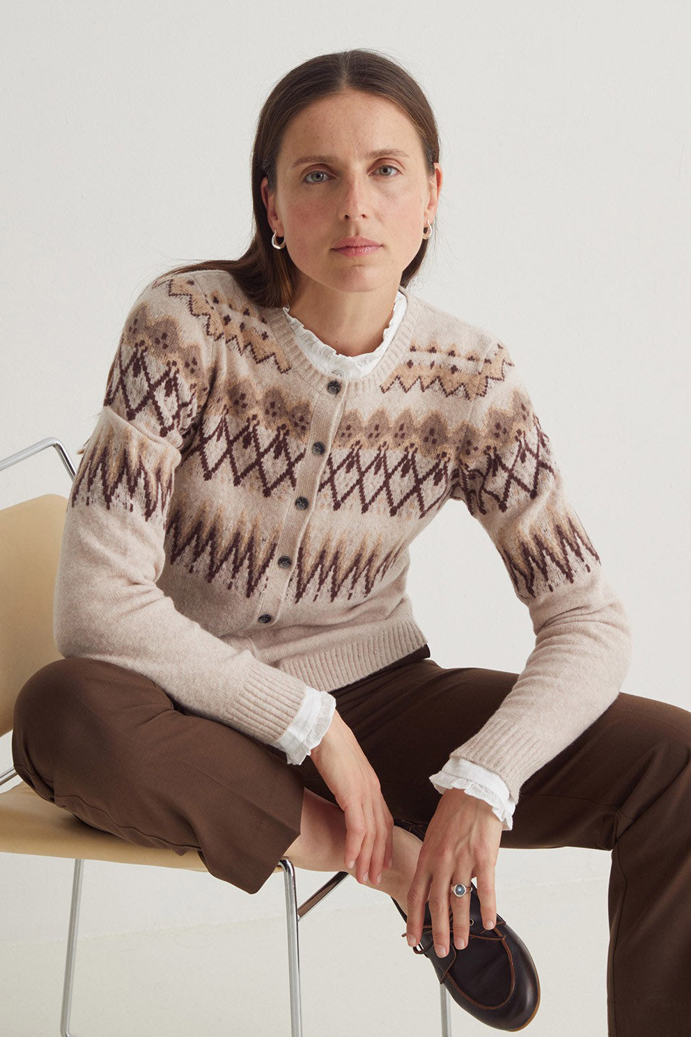 Yerse Cotton Jersey Top with Ruffles - White