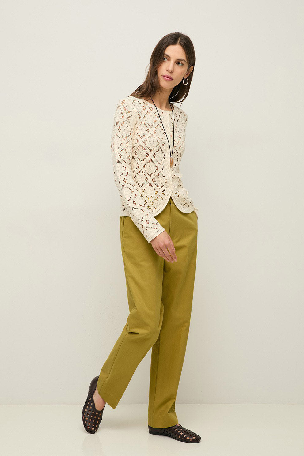 Yerse Crochet Cardigan - Ecru