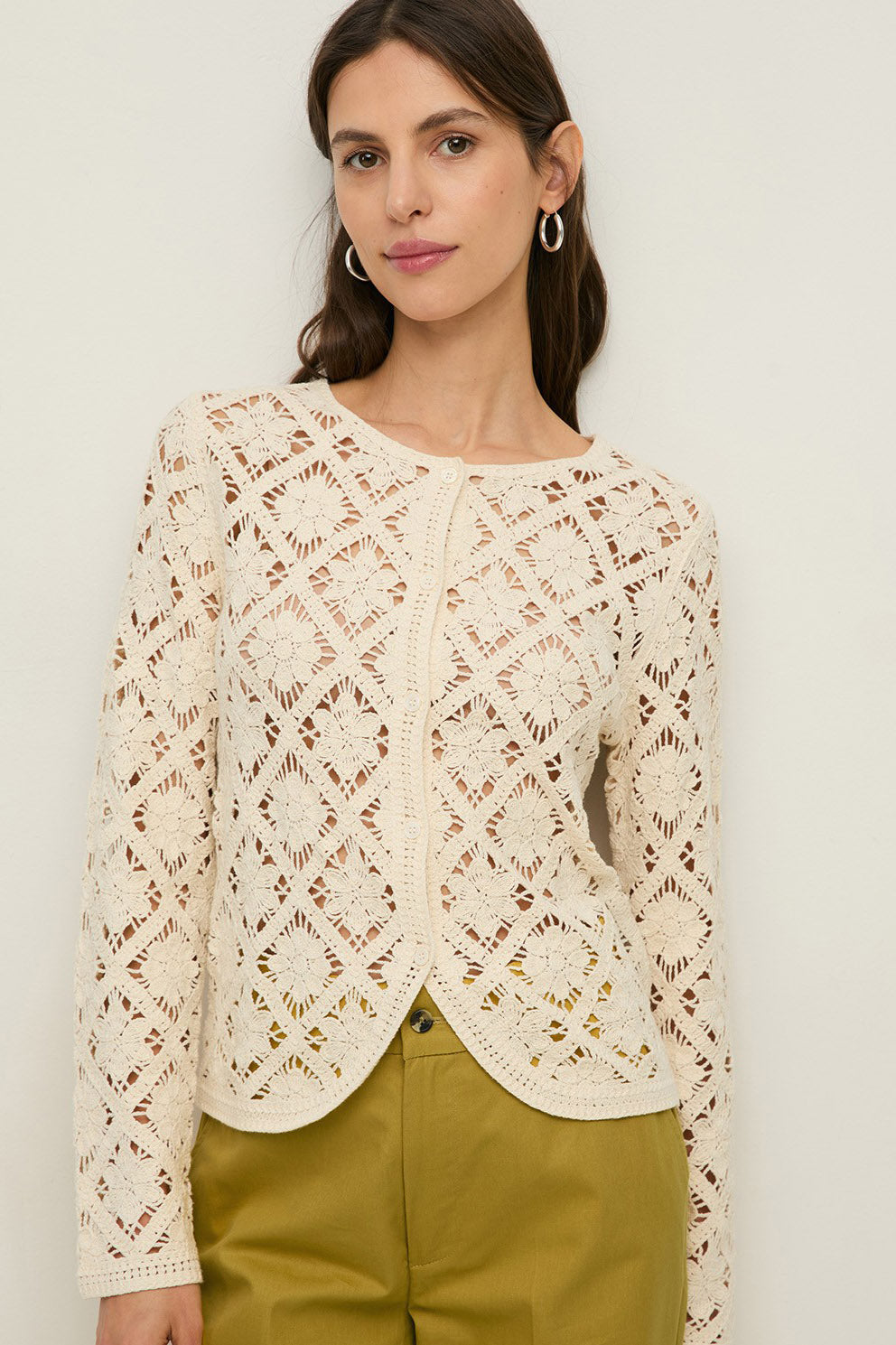 Yerse Crochet Cardigan - Ecru