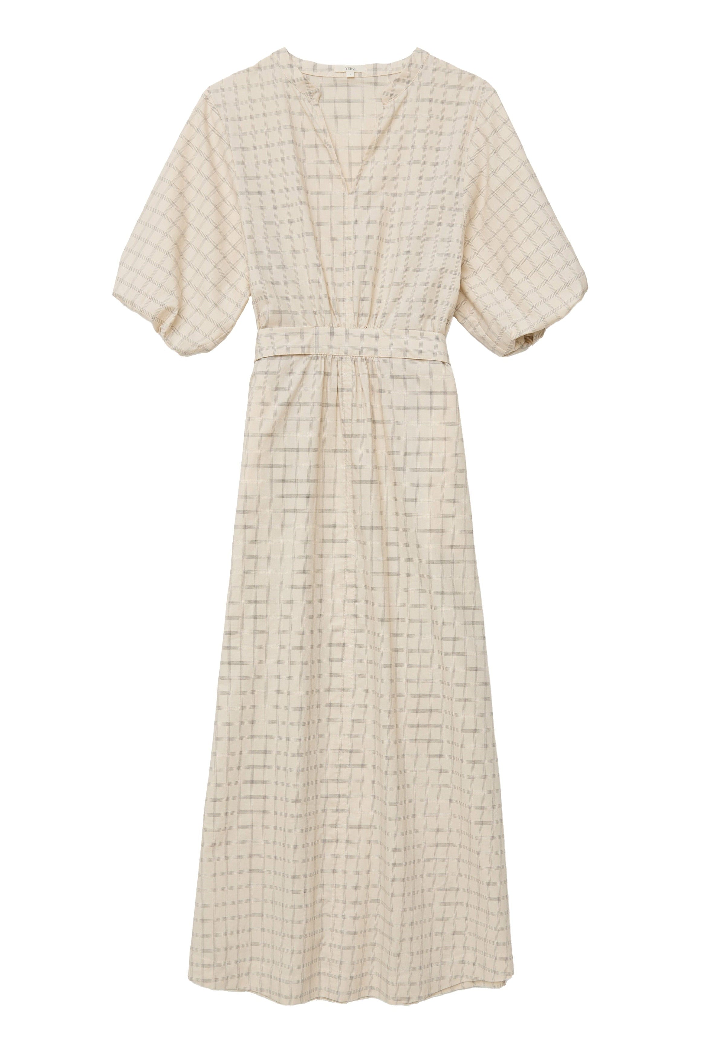 Yerse Delfina Cotton Check Midi Dress - Checks