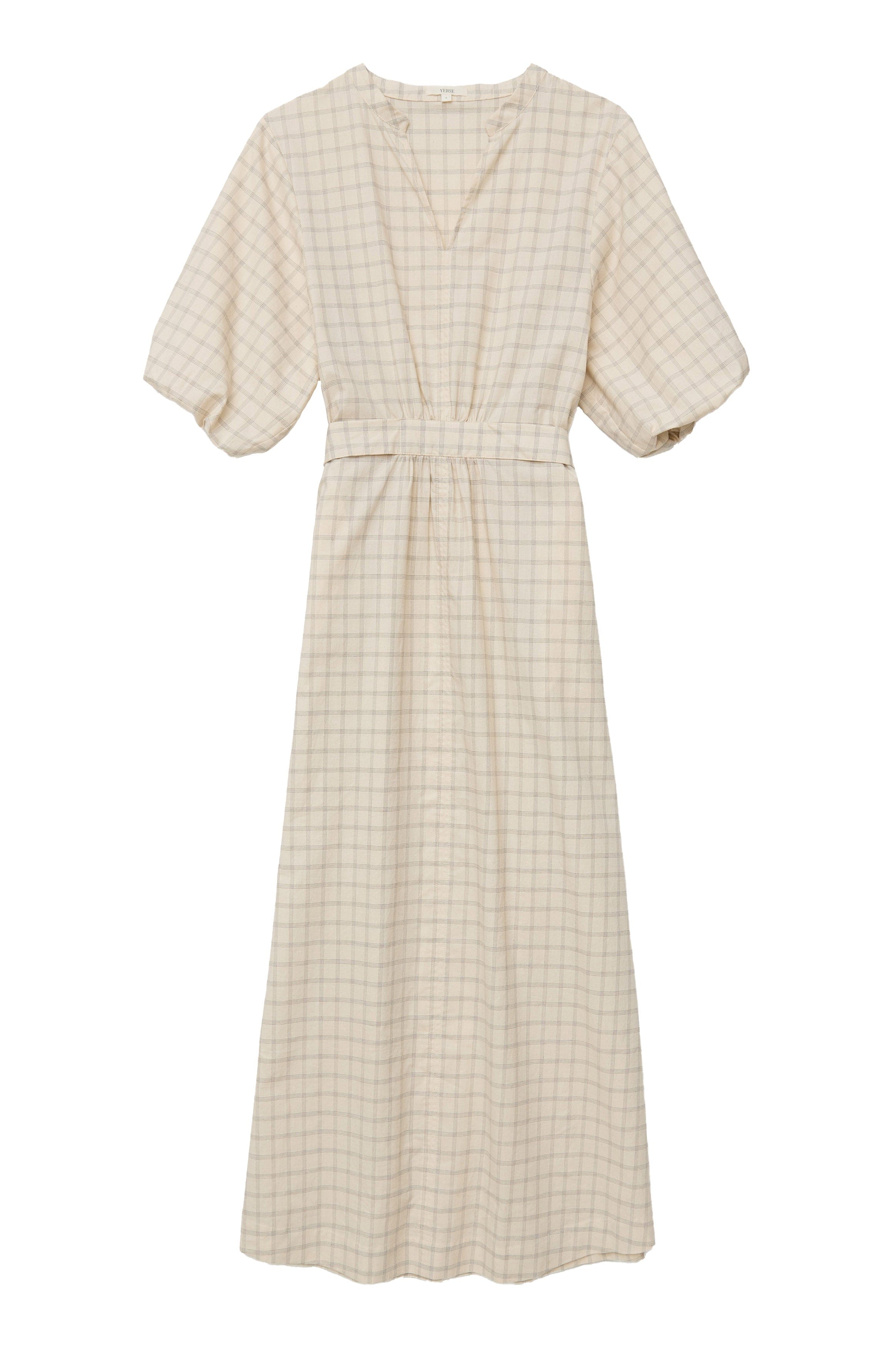 Yerse Delfina Cotton Check Midi Dress - Checks