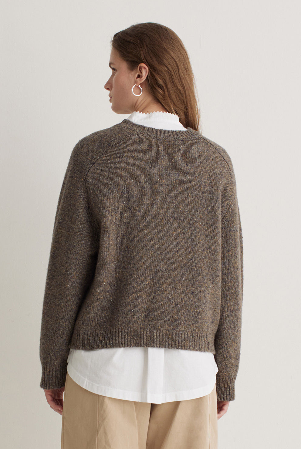 Yerse Extrafine Merino Wool Blend Cable Knit Jumper - Brown