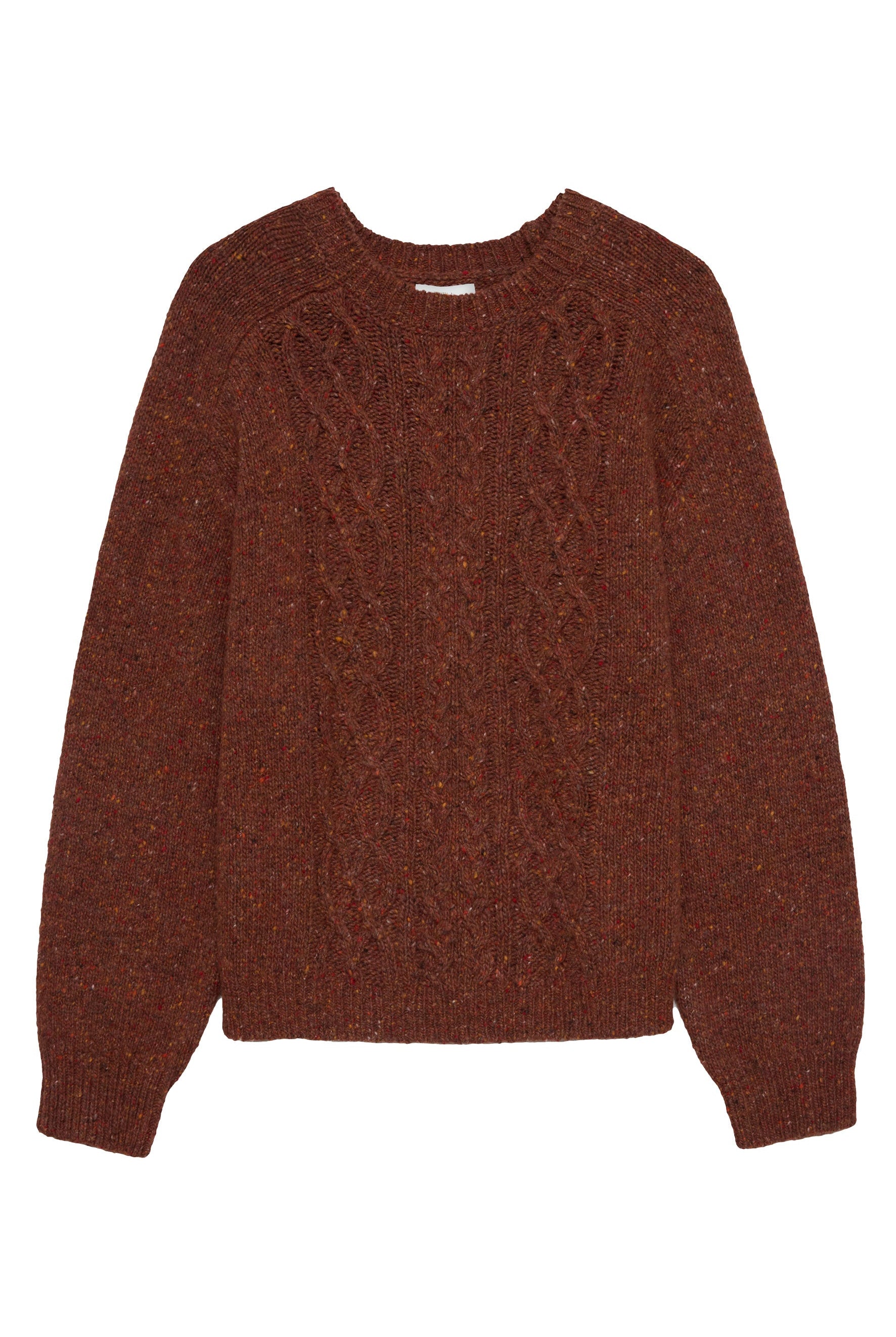 Yerse Extrafine Merino Wool Blend Cable Knit Jumper - Maroon