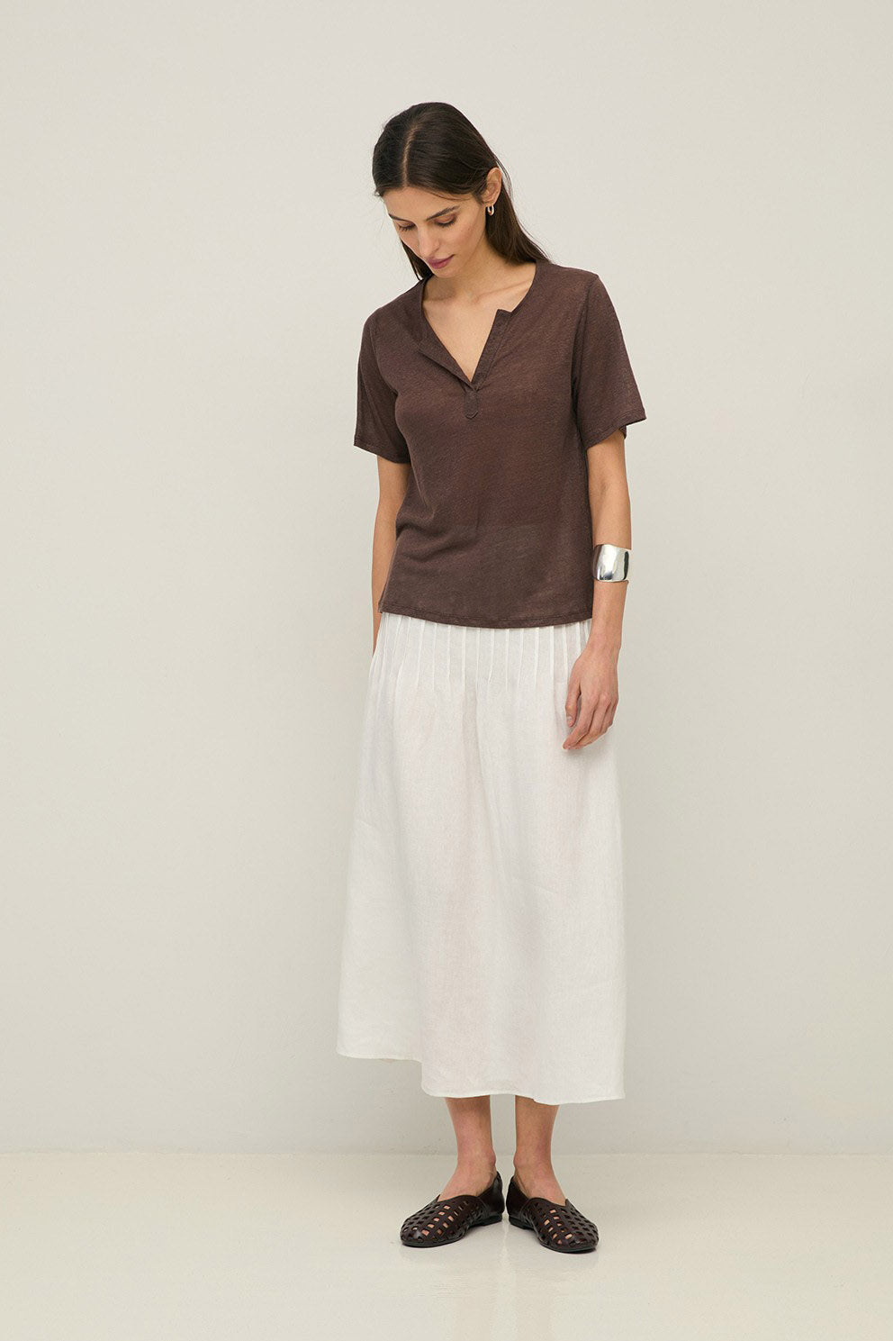 Yerse Hemp Midi Skirt - White
