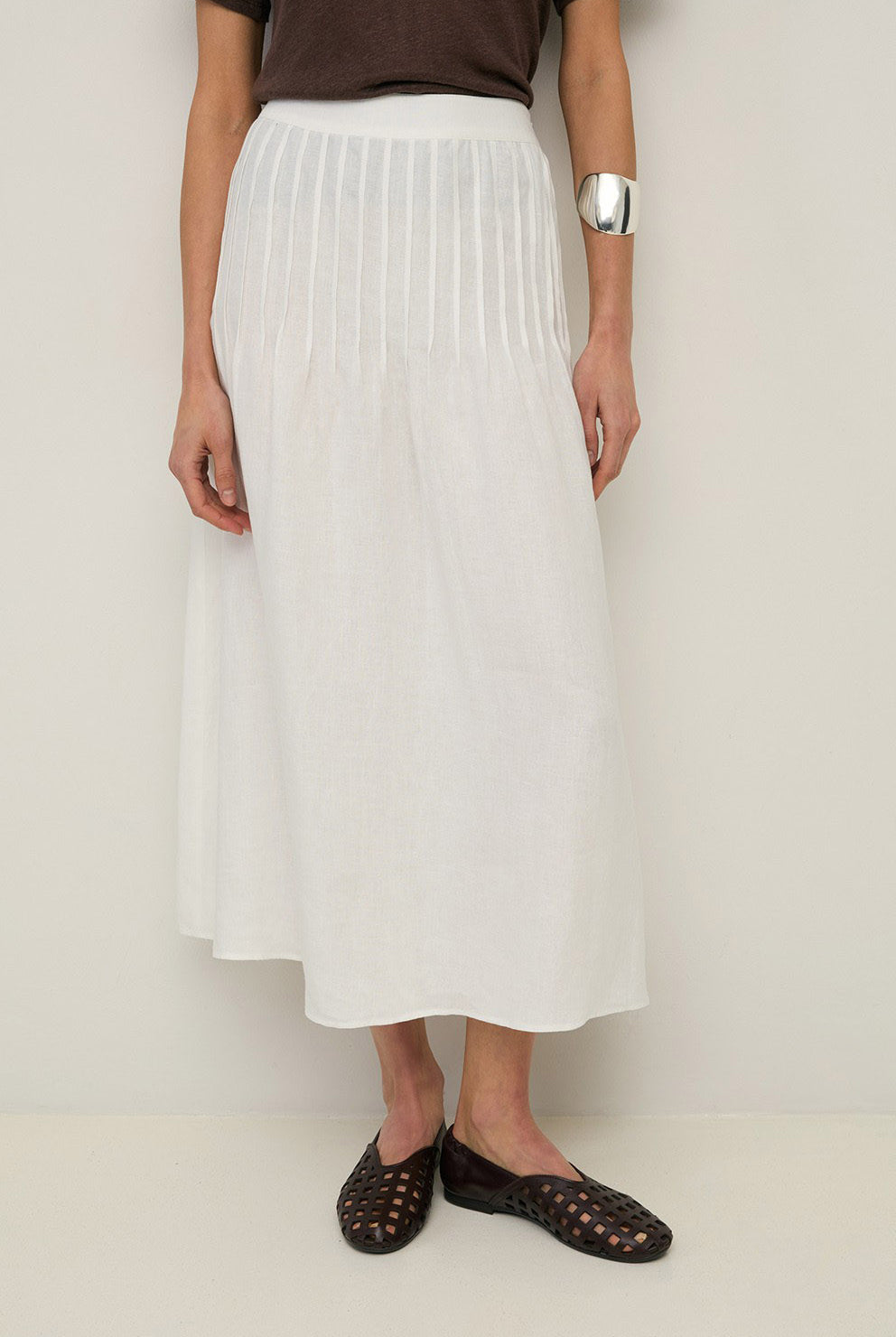 Yerse Hemp Midi Skirt - White