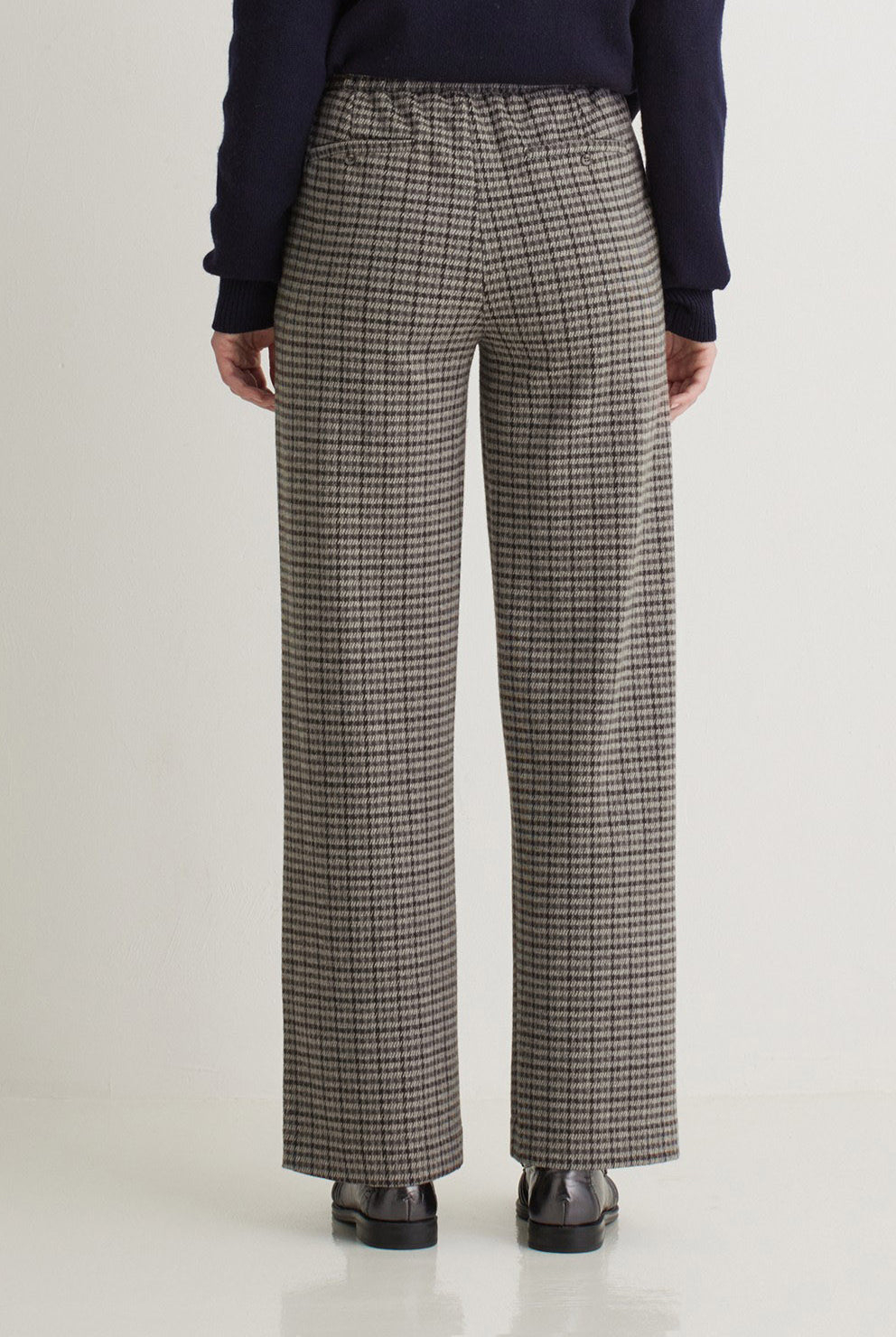 Yerse Jacquard Check Wide Leg Trousers - Grey