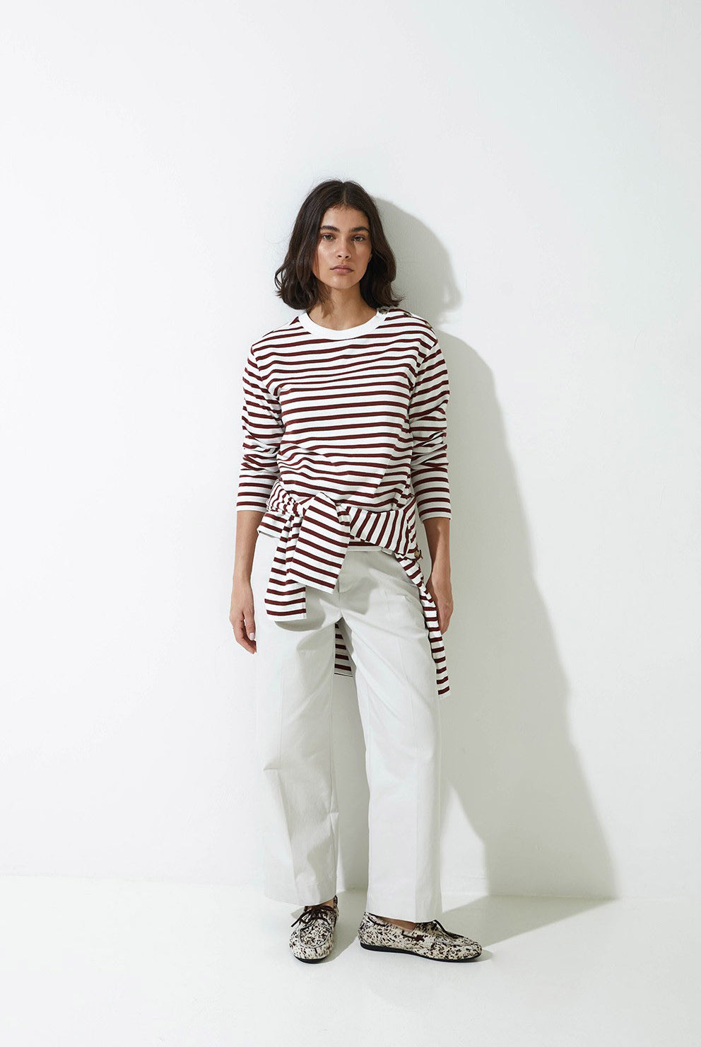 Yerse Jersey Stripe Sweatshirt - Maroon/White