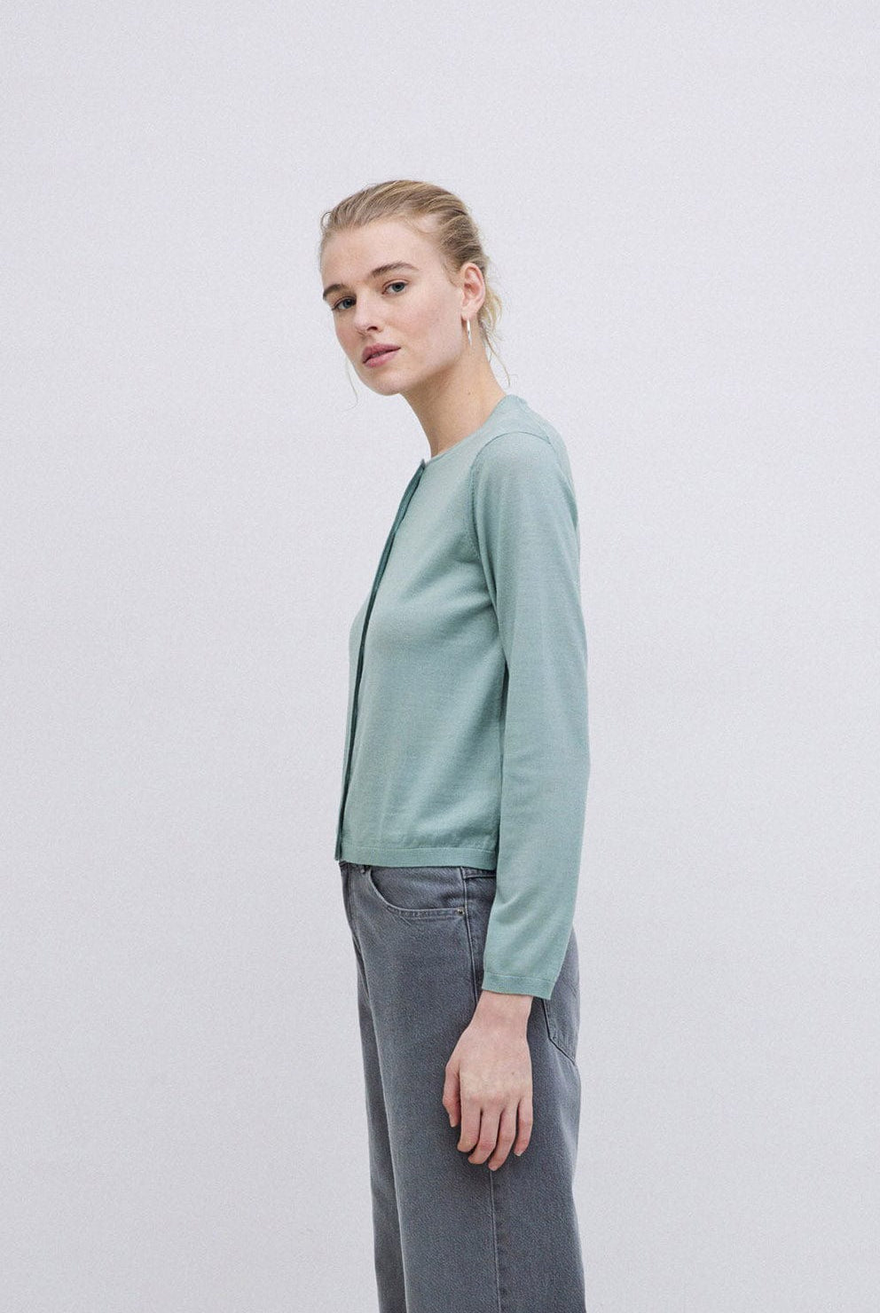 Yerse Maria Superfine Merino Wool Cardigan - Greenish Green