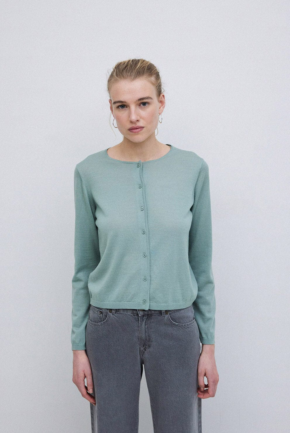 Yerse Maria Superfine Merino Wool Cardigan - Greenish Green