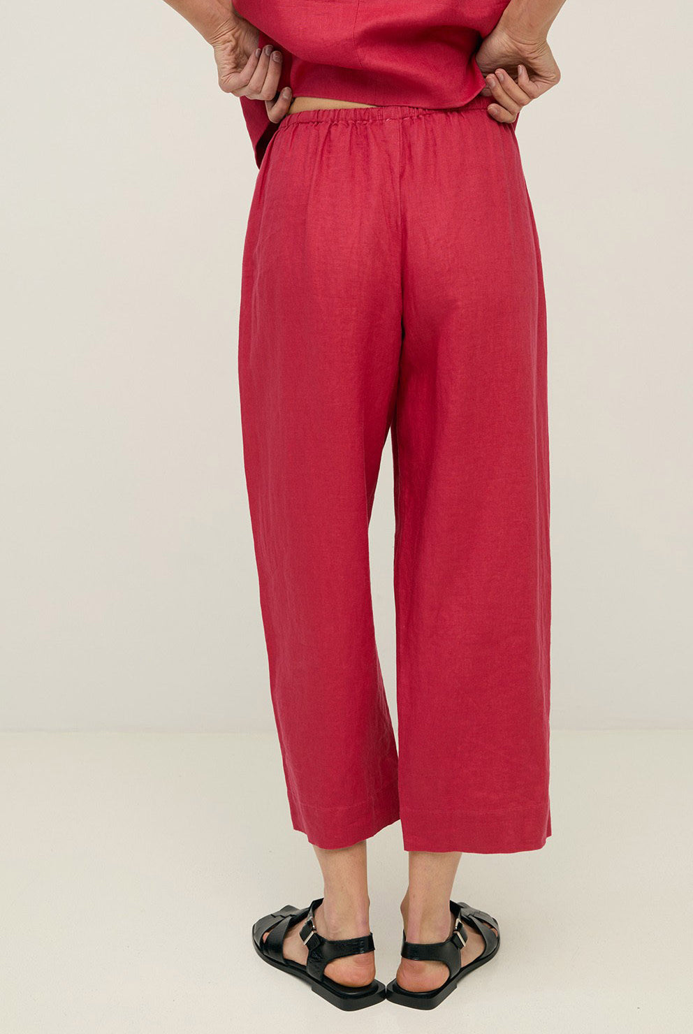 Yerse Pure Linen Trousers - Raspberry