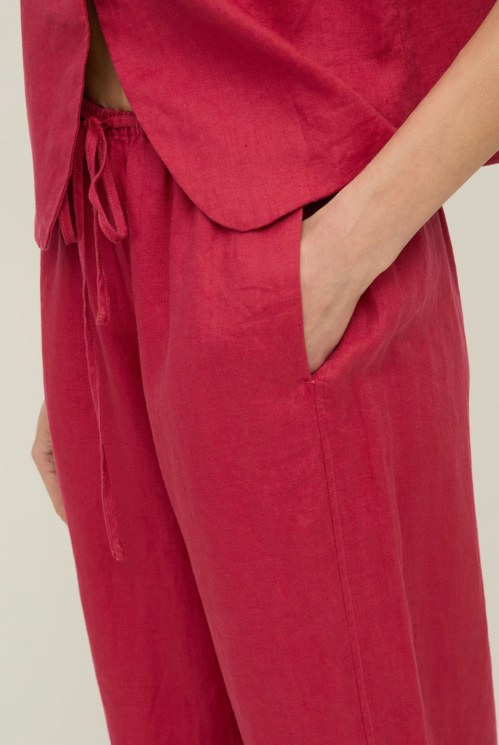 Yerse Pure Linen Trousers - Raspberry