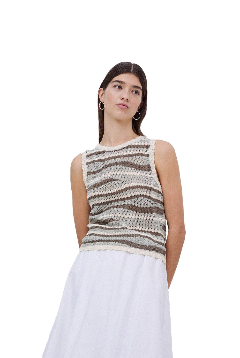 Yerse Sandy Cotton/Linen Sleeveless Jumper - Green