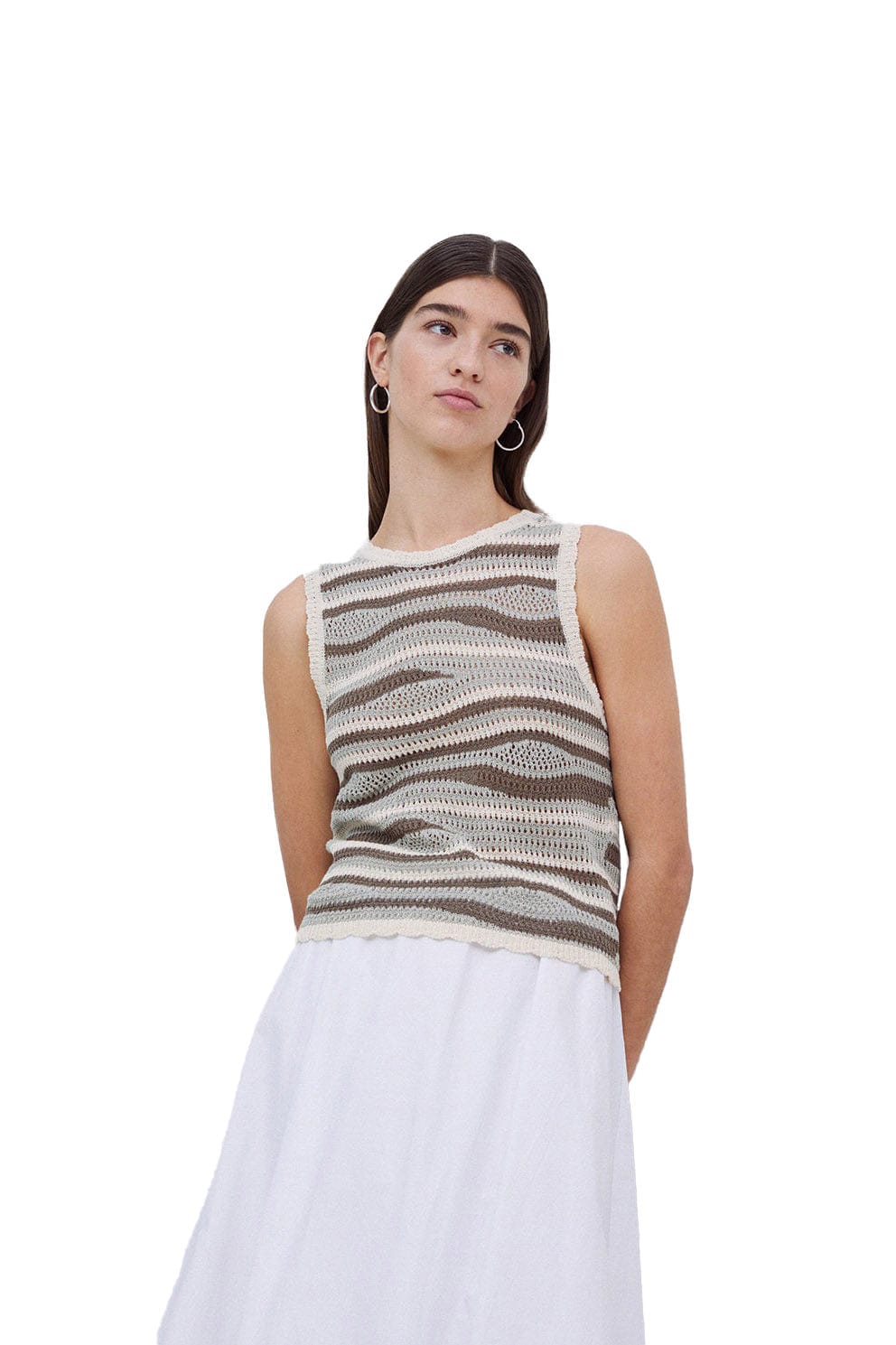 Yerse Sandy Cotton/Linen Sleeveless Jumper - Green