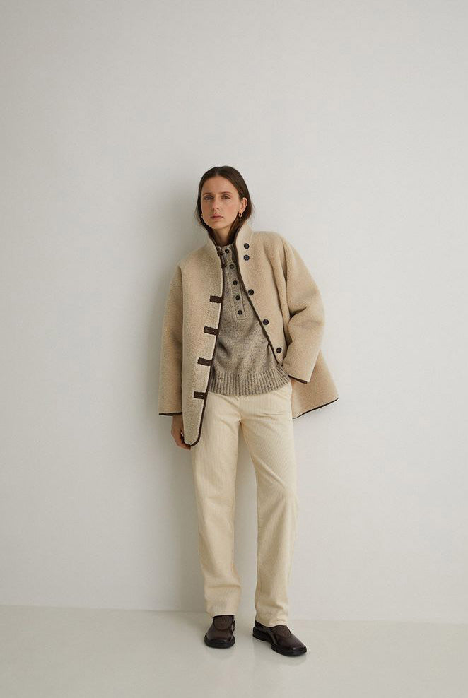 Yerse Shearling Coat - Ecru