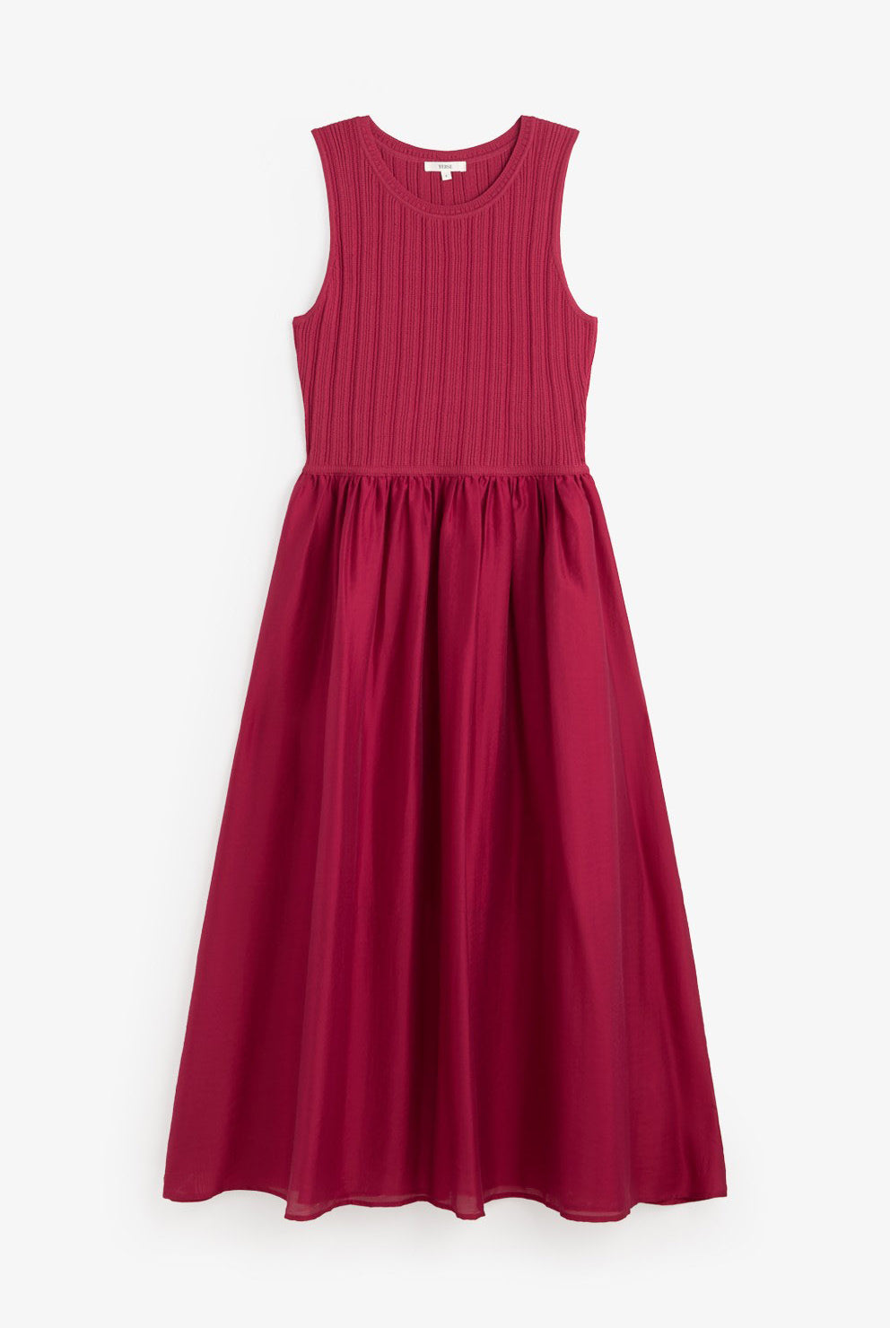 Yerse Shirred Detail Midi Dress - Raspberry