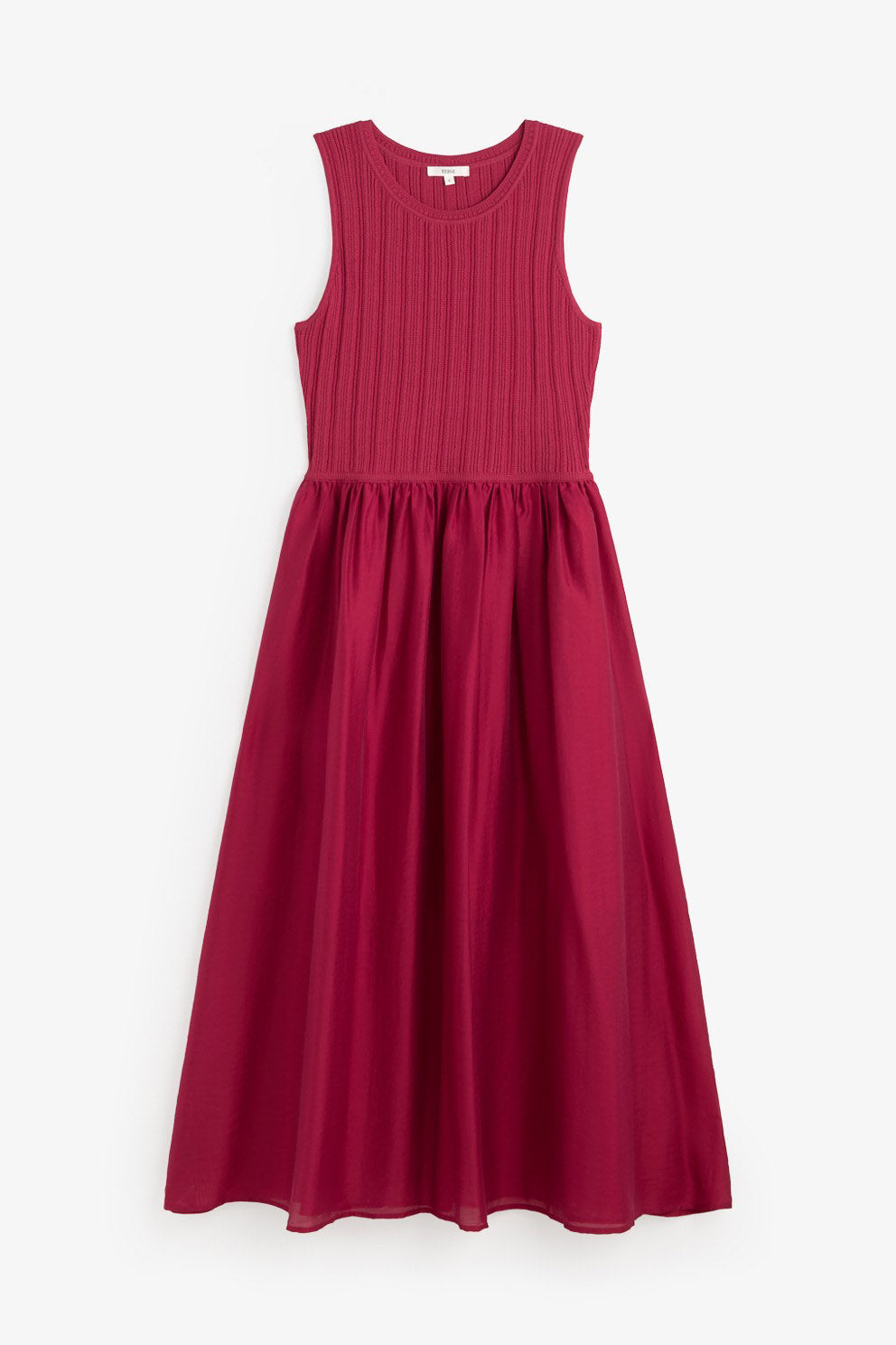 Yerse Shirred Detail Midi Dress - Raspberry