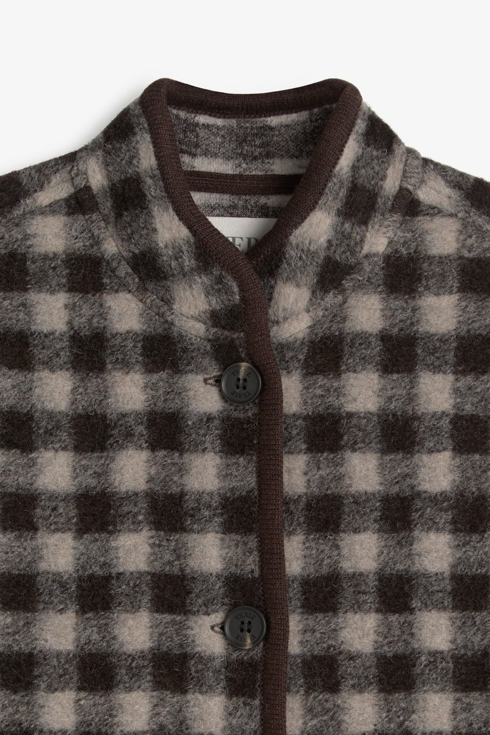 Yerse Short Boiled Wool Coat - Checks