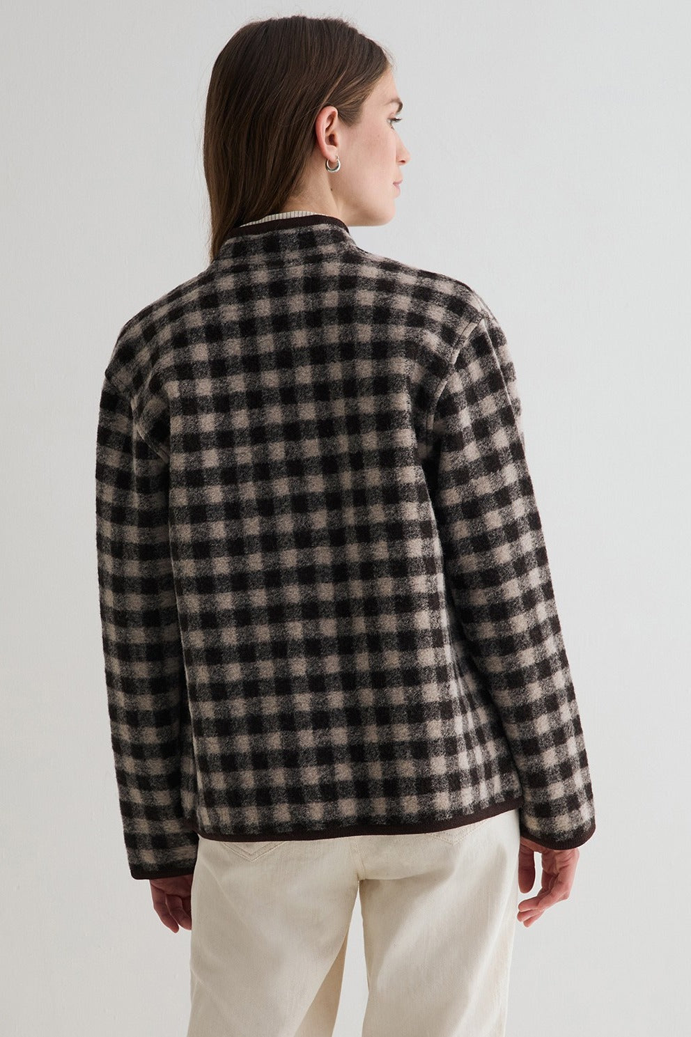Yerse Short Boiled Wool Coat - Checks