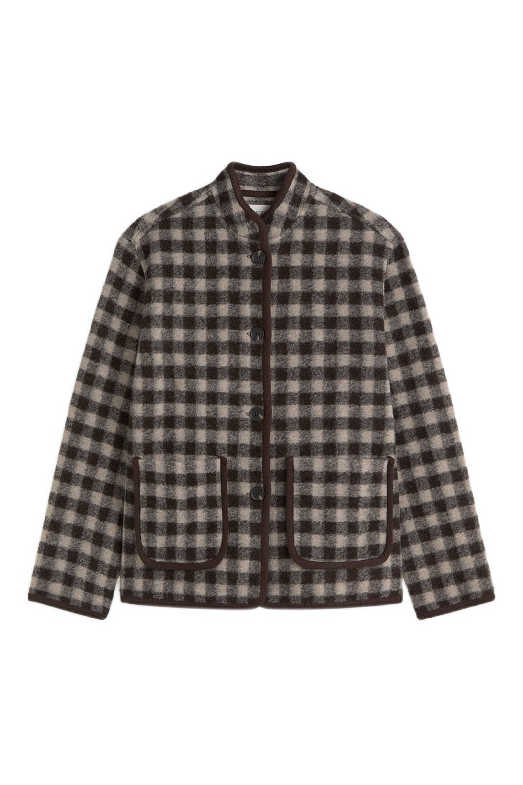 Yerse Short Boiled Wool Coat - Checks