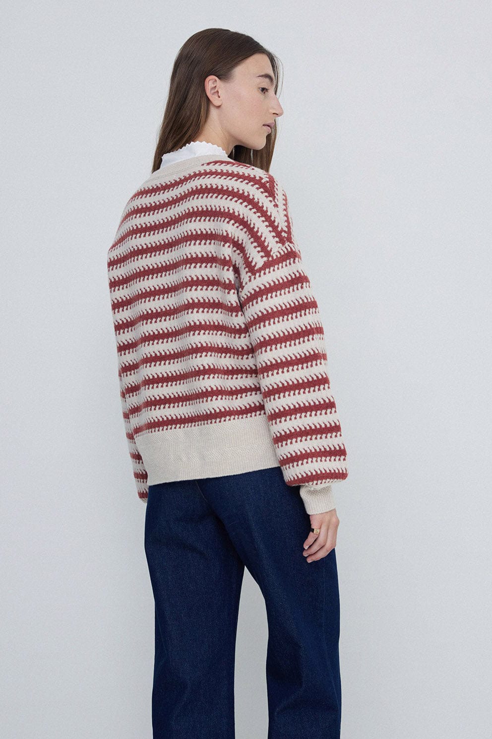 Yerse Stripe Wool Jumper - Ecru/Ancient Rose
