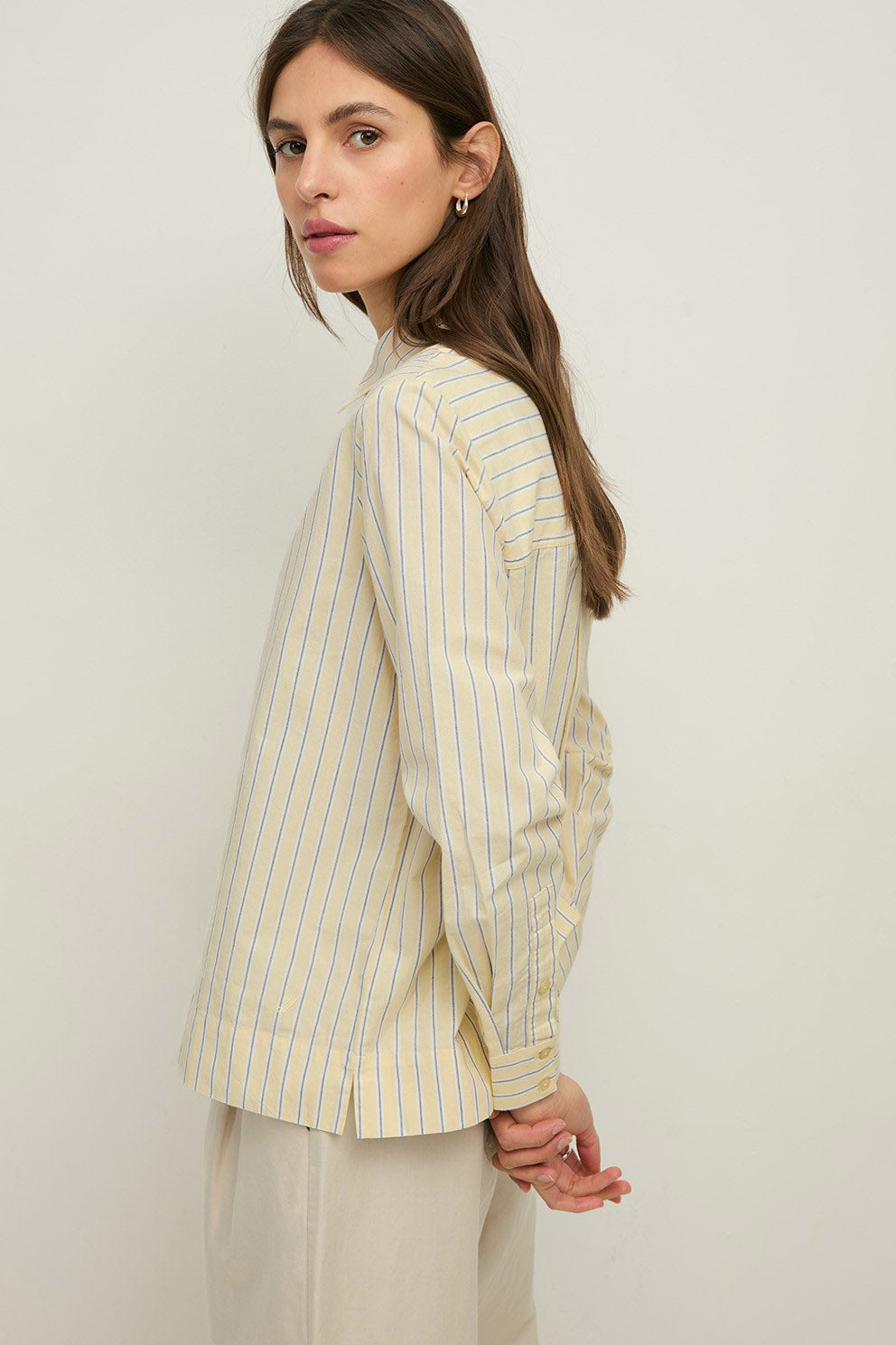 Yerse Striped Cotton Shirt - Amarillo