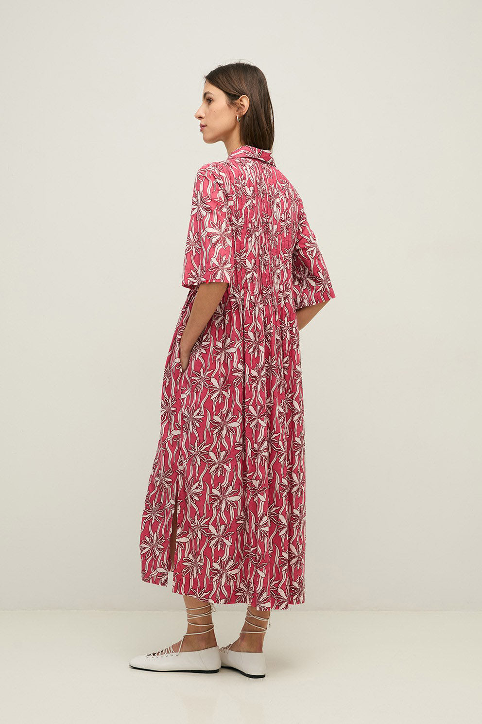 Yerse Tunisian Shirt Dress - Flowers