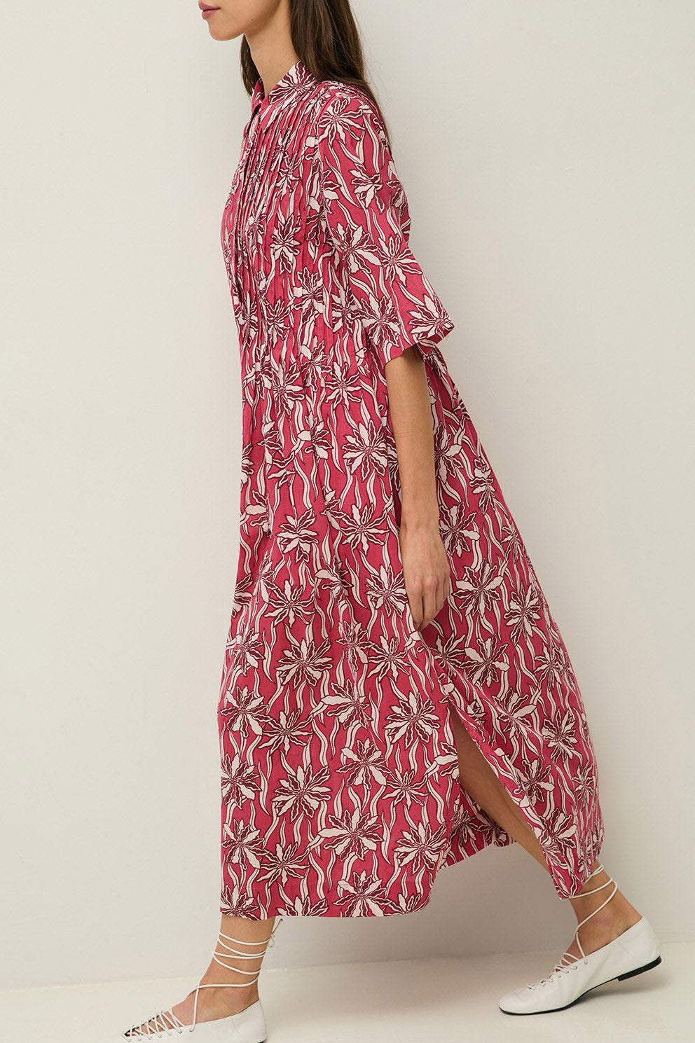 Yerse Tunisian Shirt Dress - Flowers