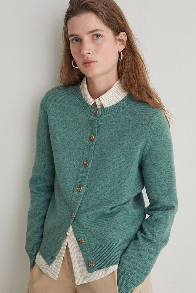 Yerse Wool Blend Cardigan - Green