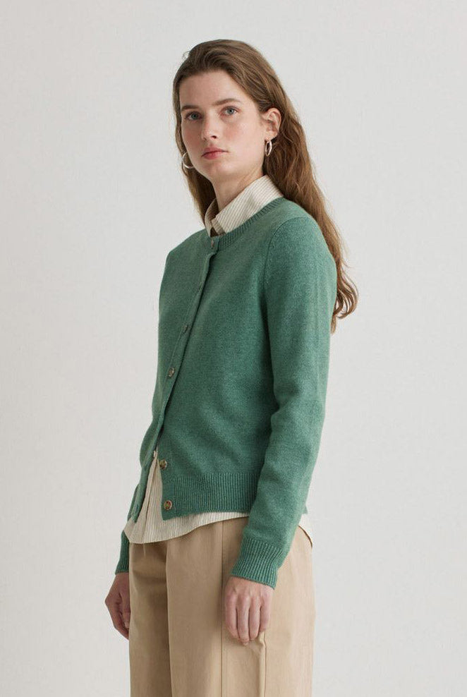 Yerse Wool Blend Cardigan - Green