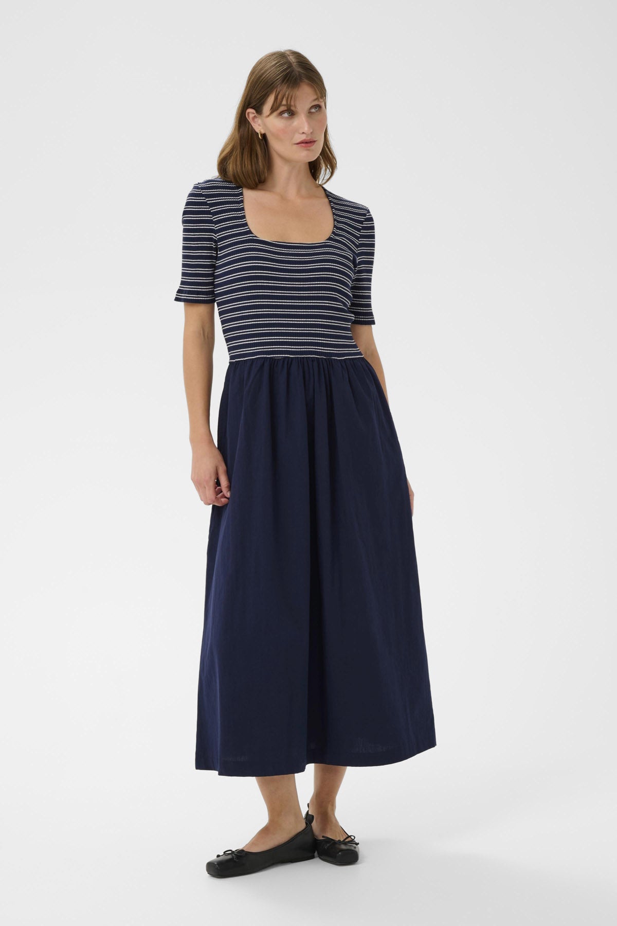 Soaked in Luxury Simone Striped Midi Dress - India Ink