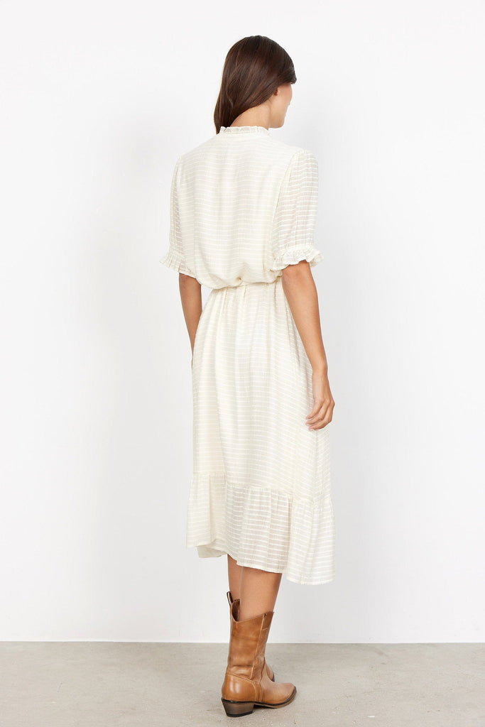 Soya Concept Lara Self Stripe Midi Dress - Cream