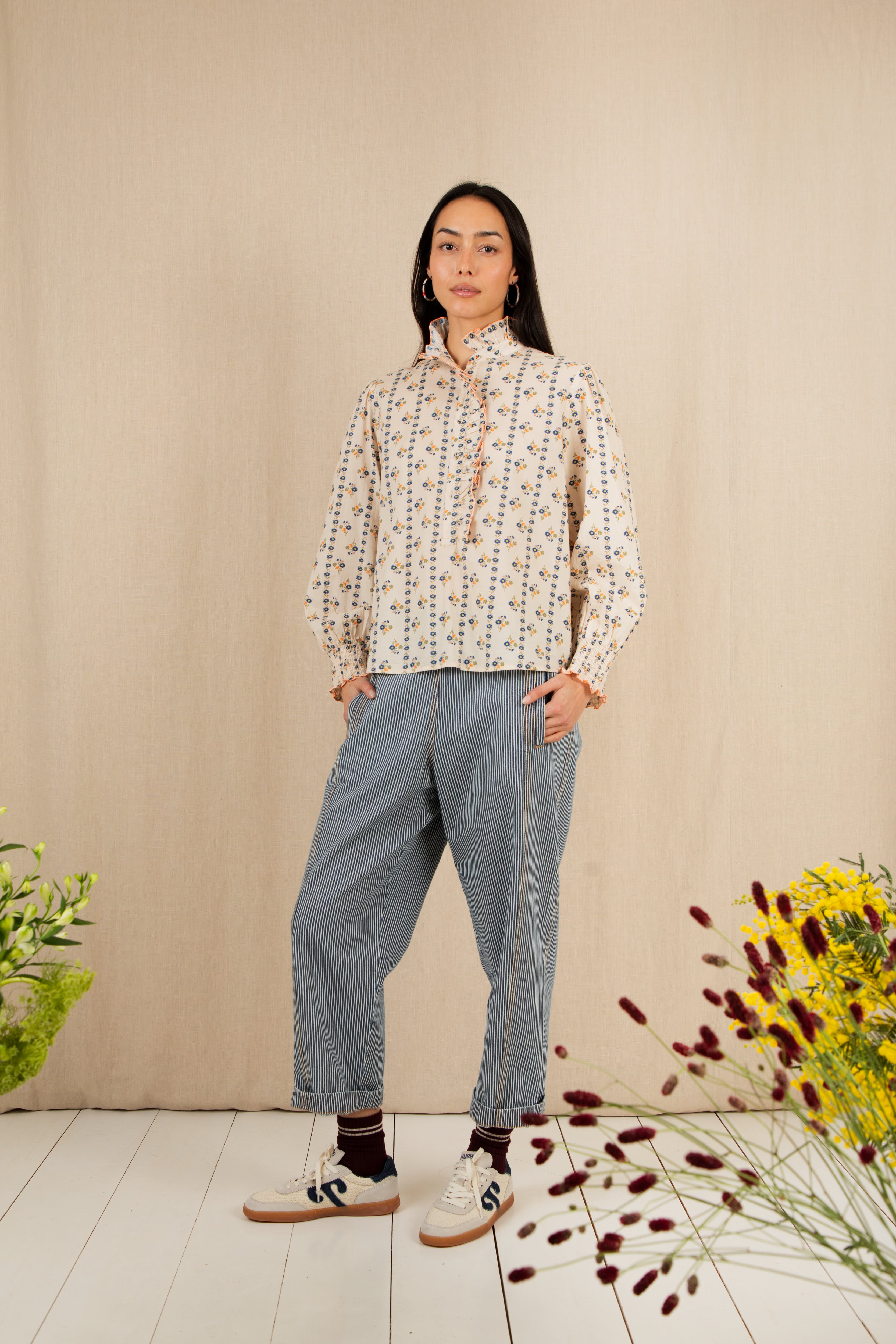 Bonte Aida Ruffle Shirt - Ecru Multi