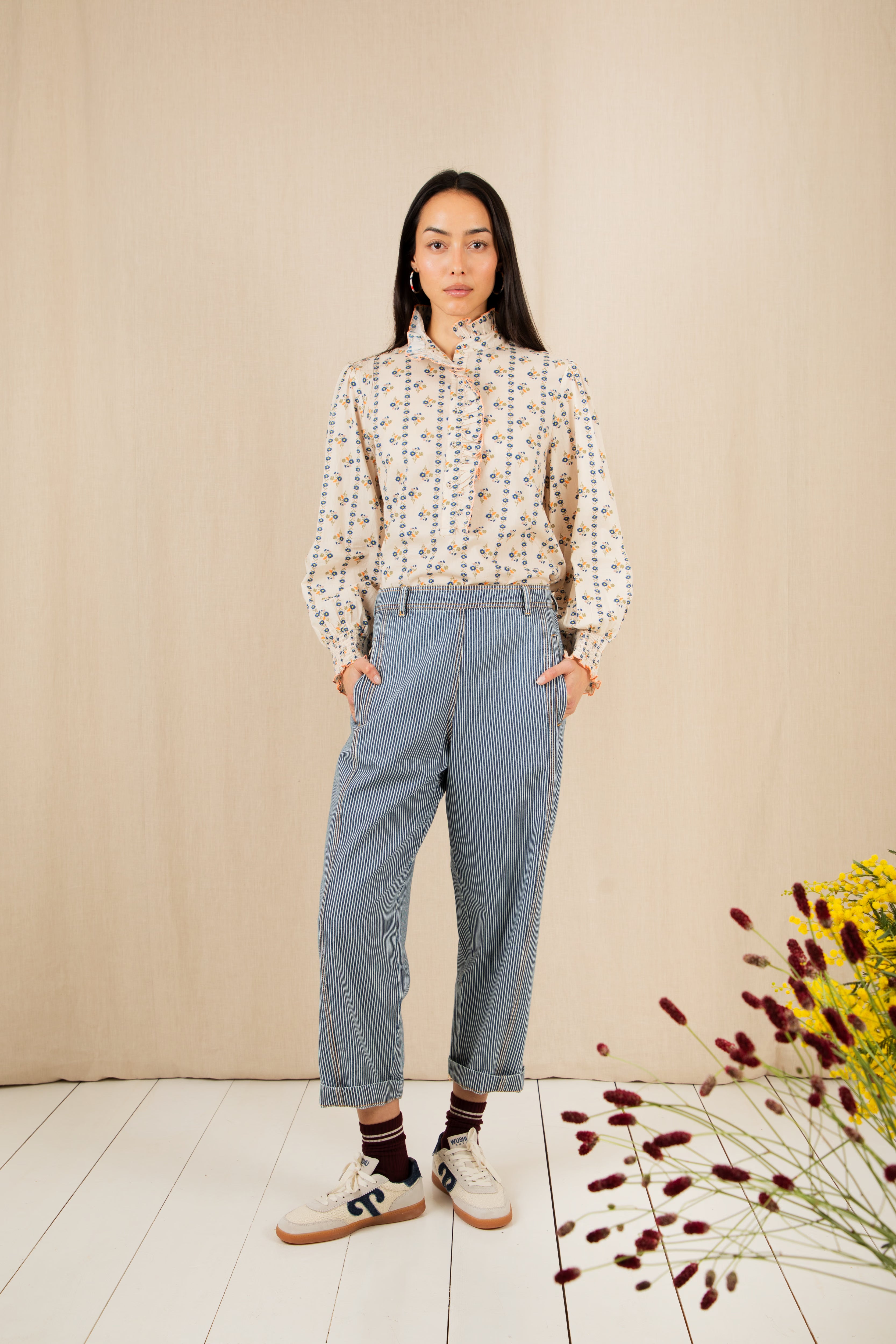 Bonte Aida Ruffle Shirt - Ecru Multi