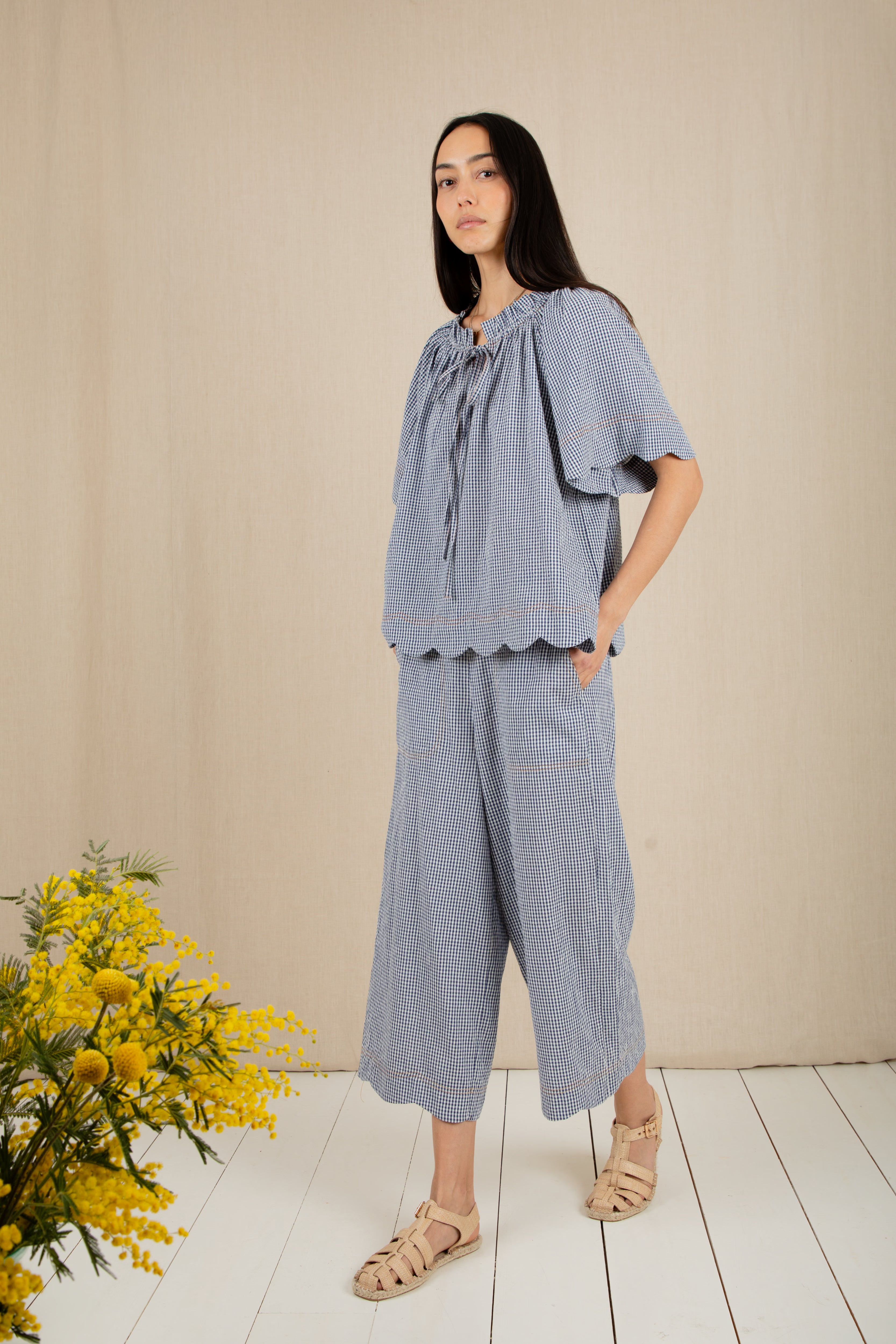 Bonte Aide Trouser - Navy Gingham