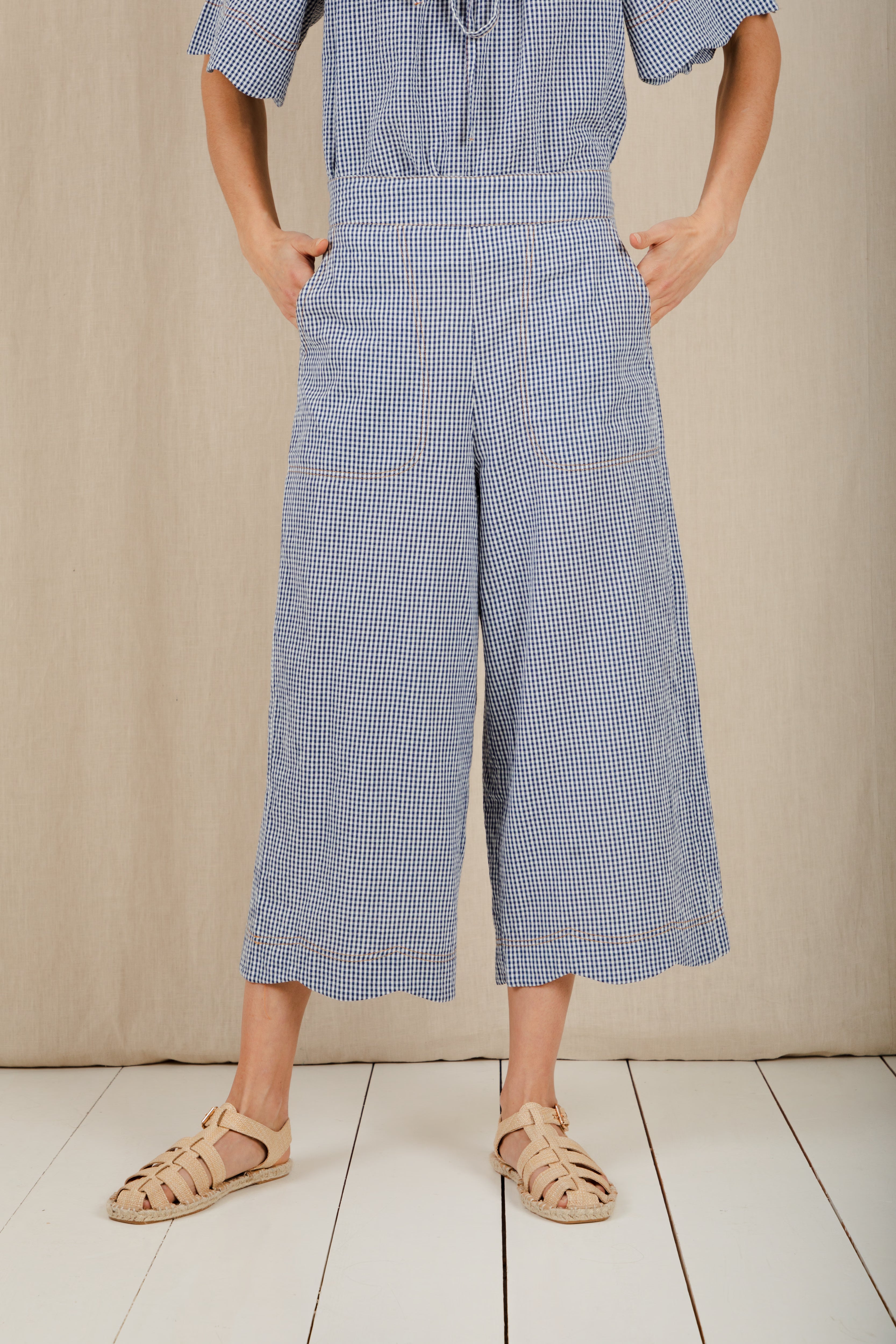 Bonte Aide Trouser - Navy Gingham